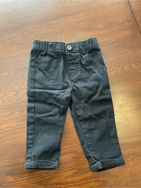 Toddler Pull-On Casual Pants in Black with Elastic Waist